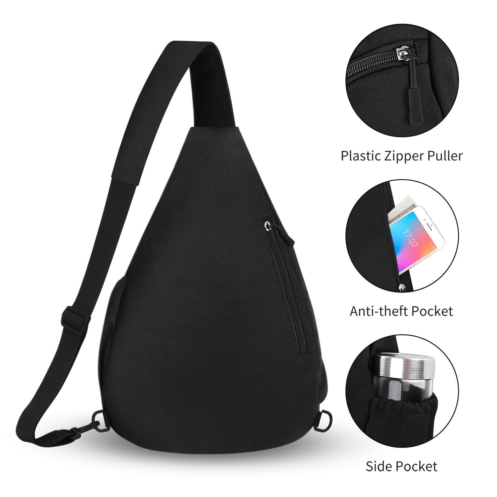 HUA ANGEL Zaino Monospalla Sling Bag Per Donna Uomo Unisex Borsa aTracolla Sul Petto Ultra Leggero Chest Pack Sportivo Lavoro Viaggio Scuola Hiking All'Aperto