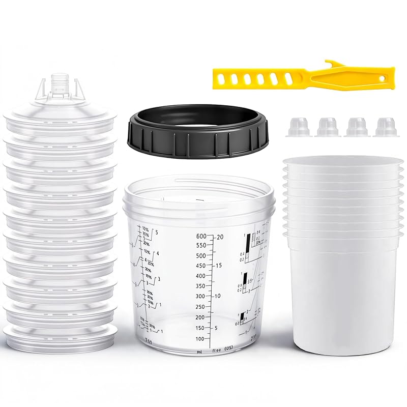 Kit de copos descartáveis para pistola de pintura automotiva ARTIPOLY, capacidade de 600 mL, 10 peças