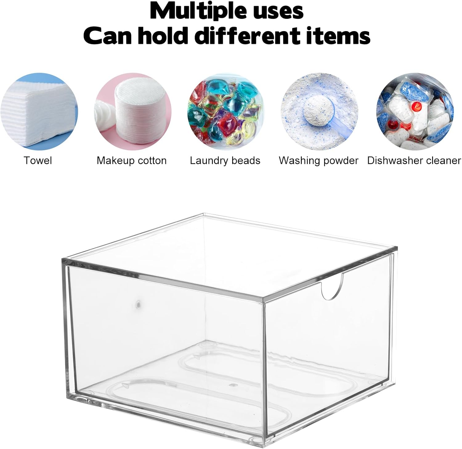 Rainmae Disposable Face Towel Holder, Face Towel Storage Box Bin, Stackable Clear Makeup Organizer with Drawer for Clean Skin Club Face XL Towels Holder for Vanity Bathroom and Makeup Organization - Image 5