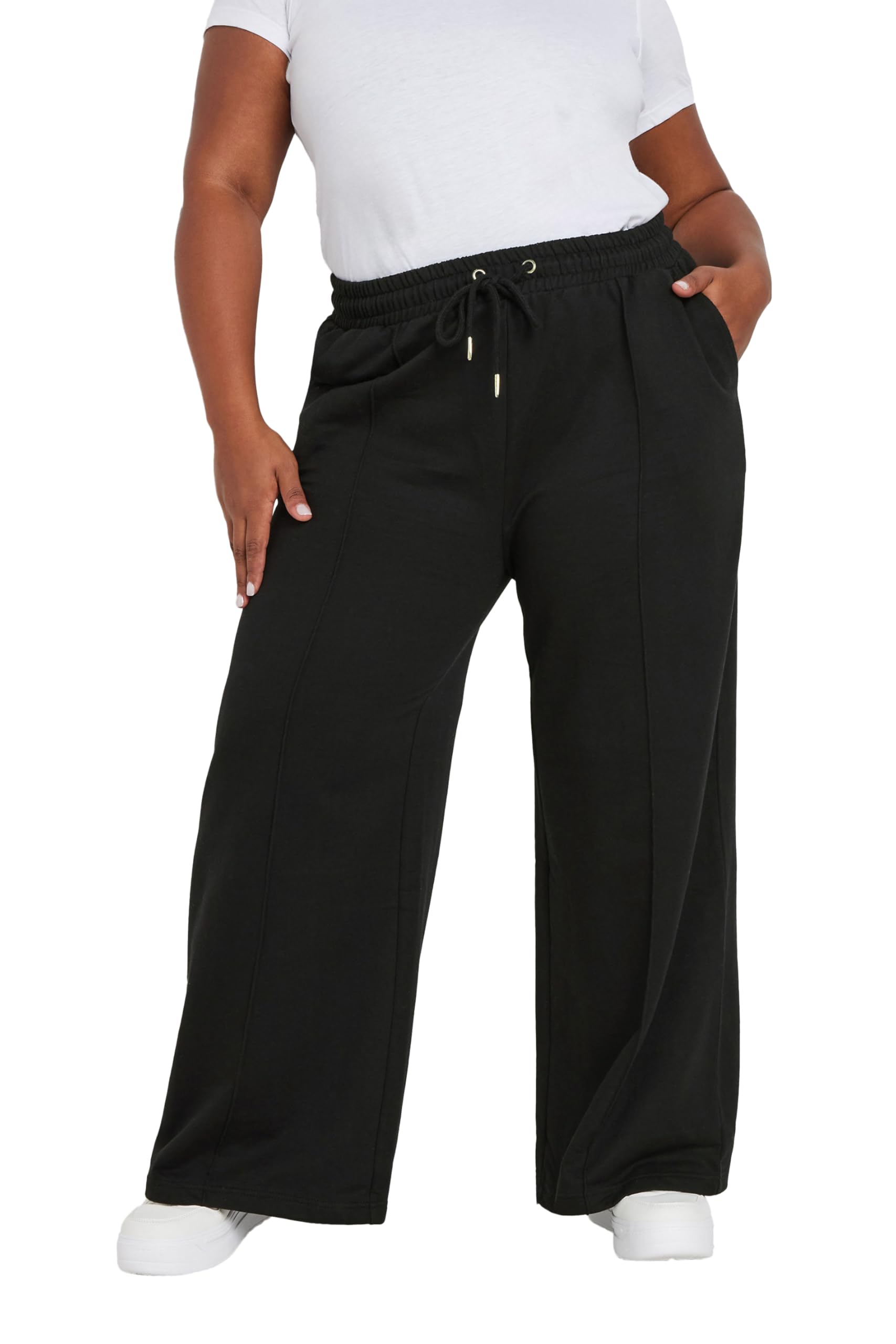 Yours Curve Wide Leg Joggers - Women's - Plus Size Curve Black