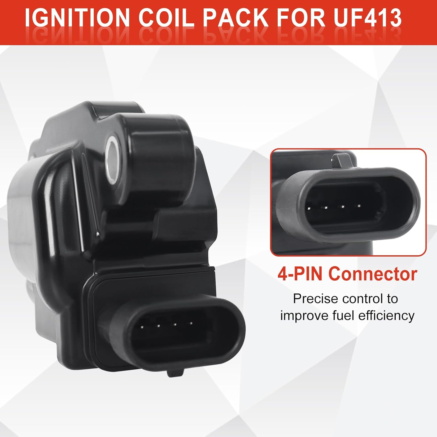 UF413 Ignition Coil Pack Set of 8 Compatible with Chevy Silverado Suburban Tahoe GMC Sierra Yukon Cadillac Escalade Buick Pontiac Hummer 4.8L 5.3L 6.0L 6.2L V8, Replace # 12611424 12570616 D510C