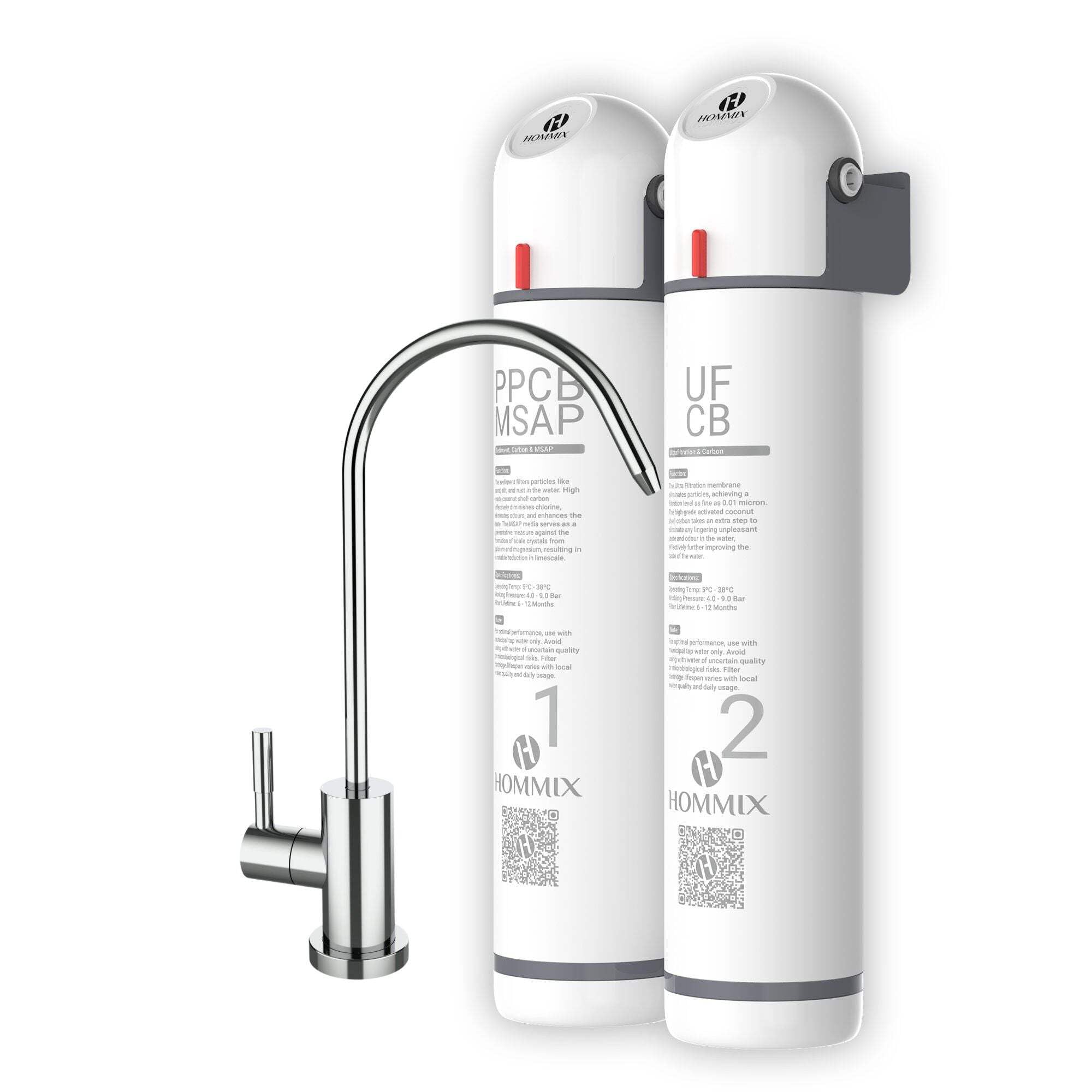 Hommix Ultra Uf 5 Stage Drinking Water Filter With Ultrafiltration & Softening With Tap Or Inline Chrome Tap