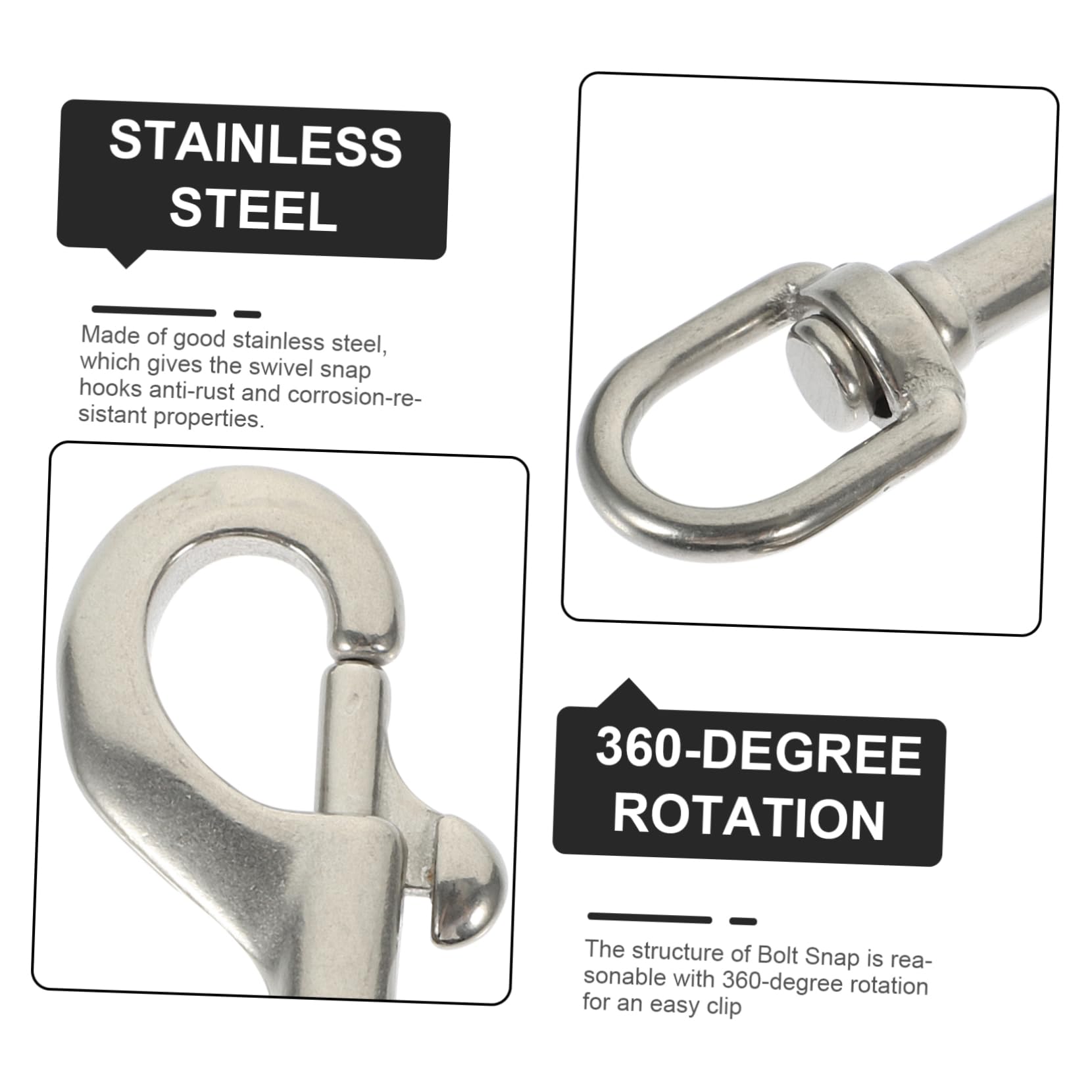 HANABASS 2Pcs Purses Swivel Hooks Stainless Steel Swivel Hook Single Ended Key Chain Collar Trigger 316 Stainless Steel Wallet Leash Practical Bolt snap pet Metal Belt Dog Leash