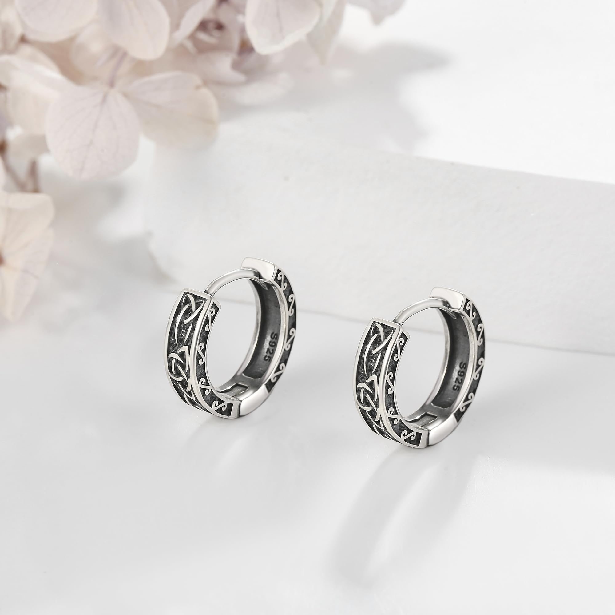 VONALA Wikinger Ring Ohrringe für Herren - 925 Sterling Silber Schmuck - Herren Eisen Ohrringe