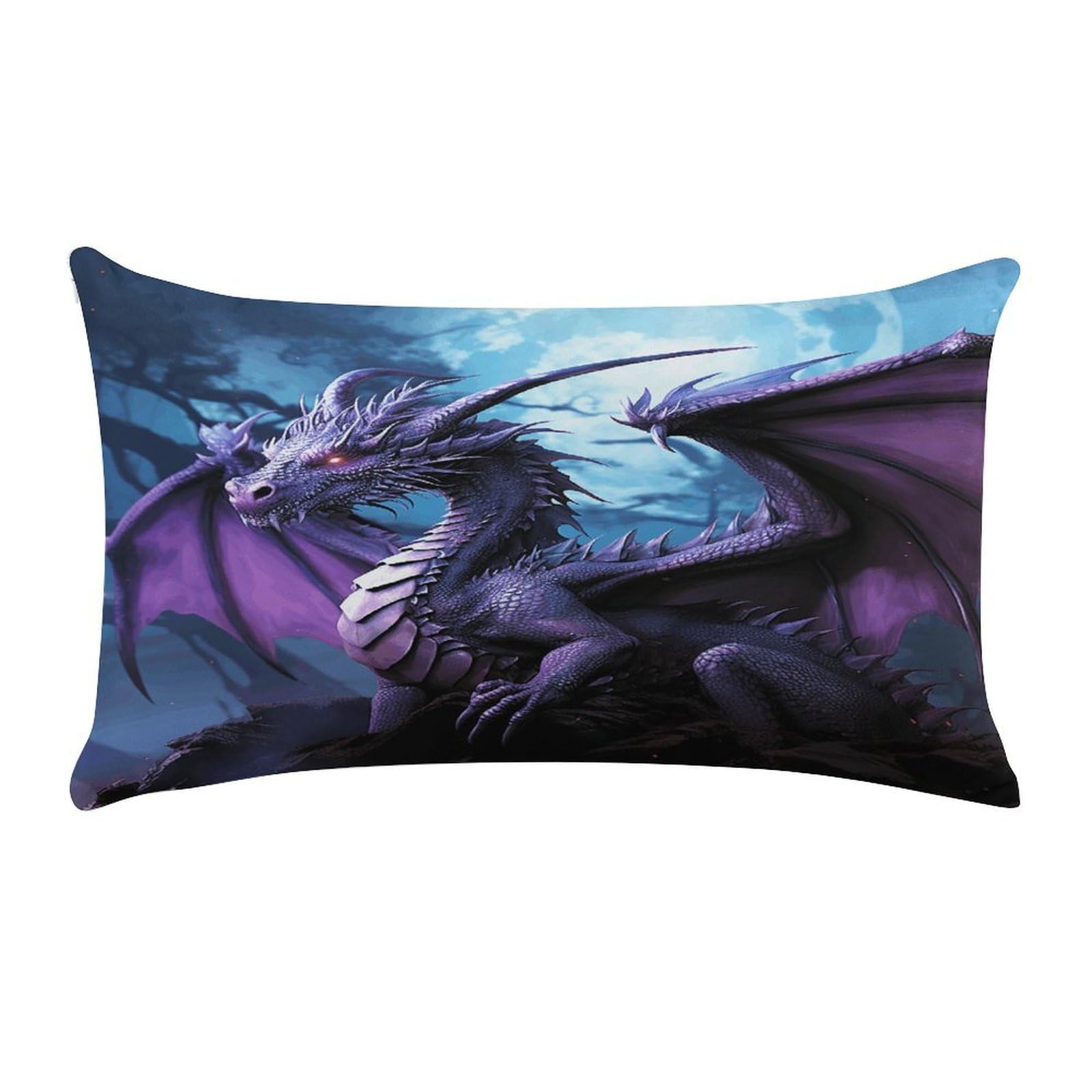 VstaDank Purple Dragon Purple Moon Throw Pillow Cover Rectangular Lumbar Throw Pillow Case Soft Farmhouse Accent Decorative Cushion Cases Short Plush Pillowcase with Zipper 12 X 20 Inch