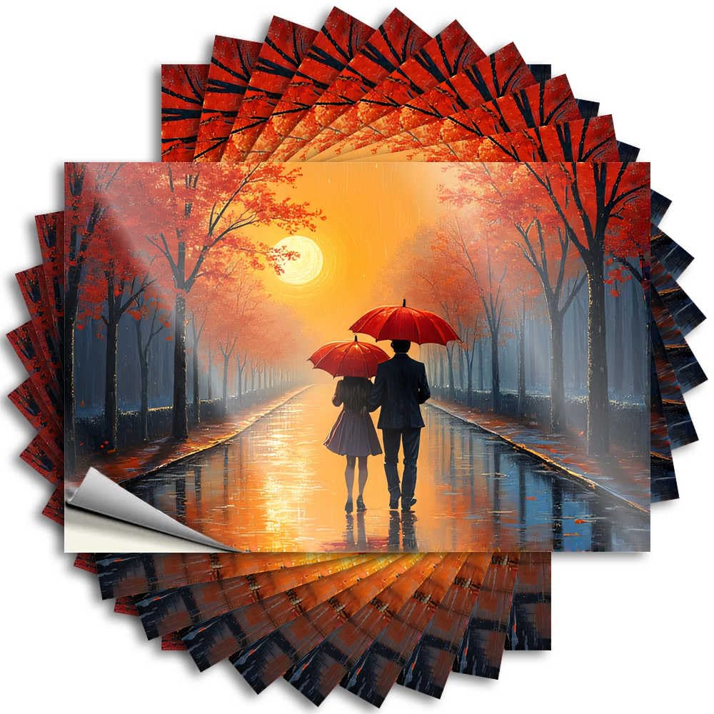 Abipuir Romantic Car Stickers Walking Under The Full Moon 10pcs Car Stickers and Signs for Home Decoration (8x12cm)