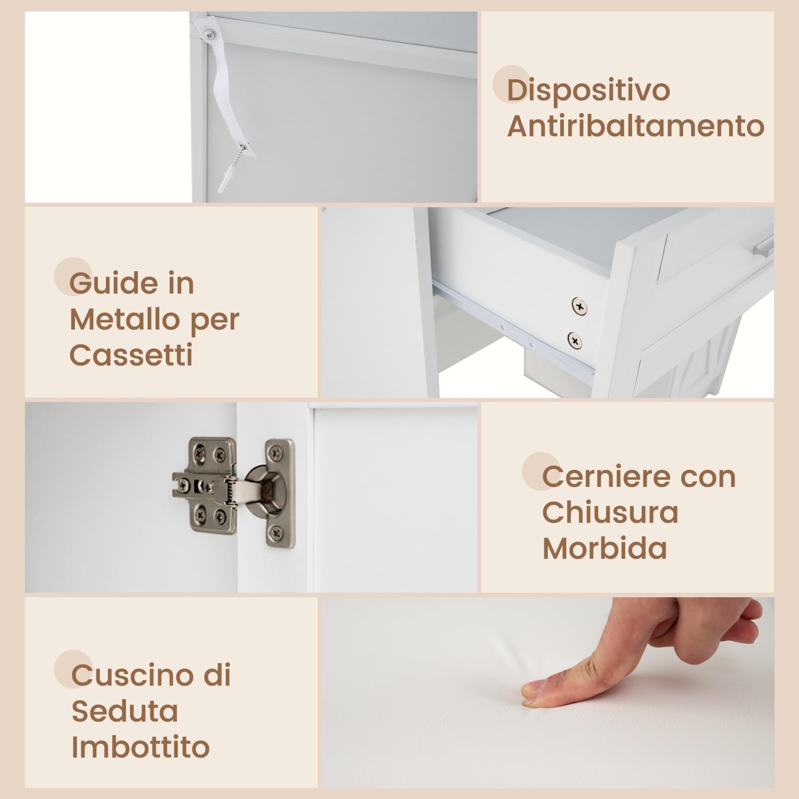 COSTWAY Set Toeletta da Trucco con Luci, Stazione di Ricarica