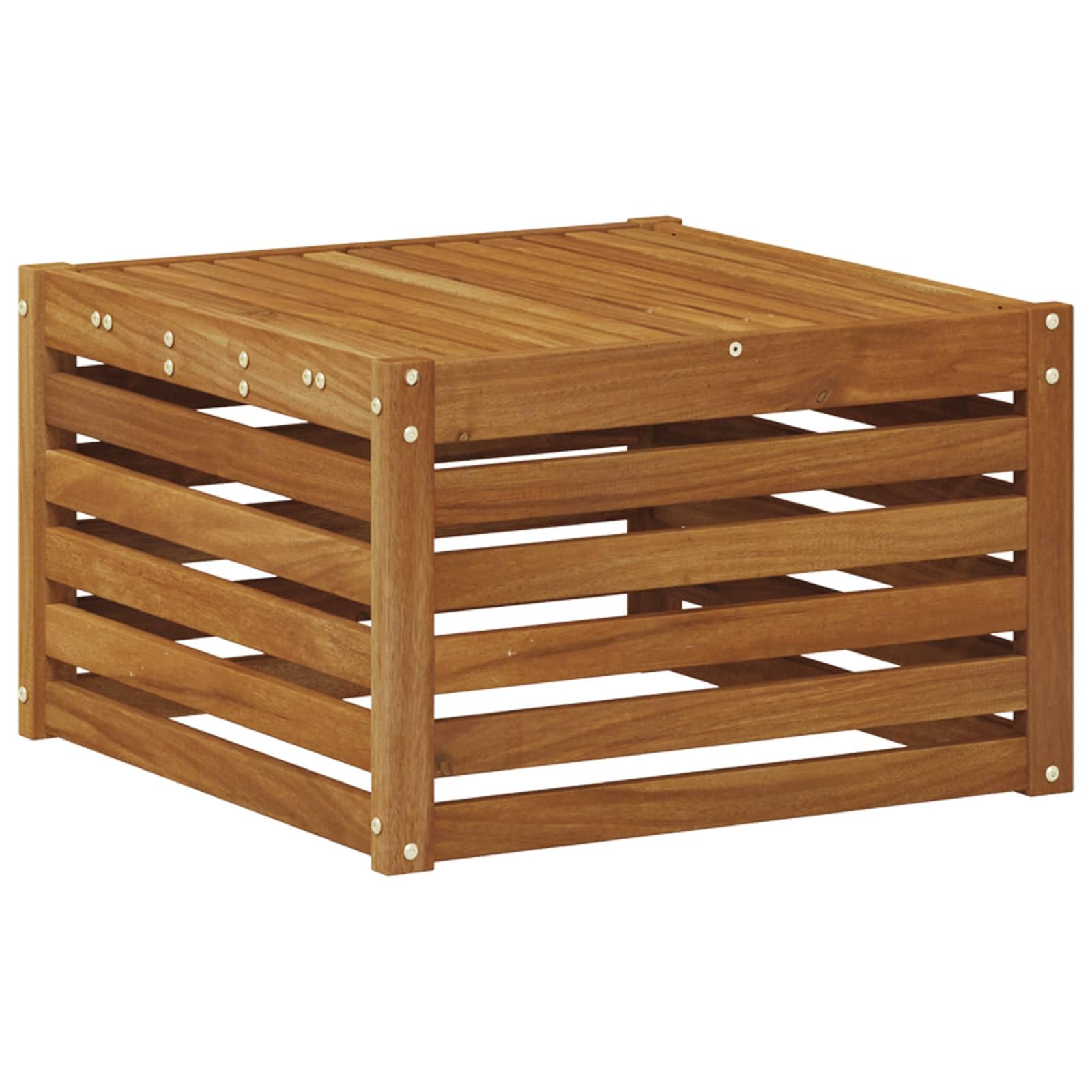 Ecksofa Set mit Kissen 5 pcs aus massivem Akazienholz natürlich hellgrau, modulare Sitzgruppe mit Tisch und Polster, wetterfestes Outdoor Möbelset für Garten Terrasse Wohnzimmer