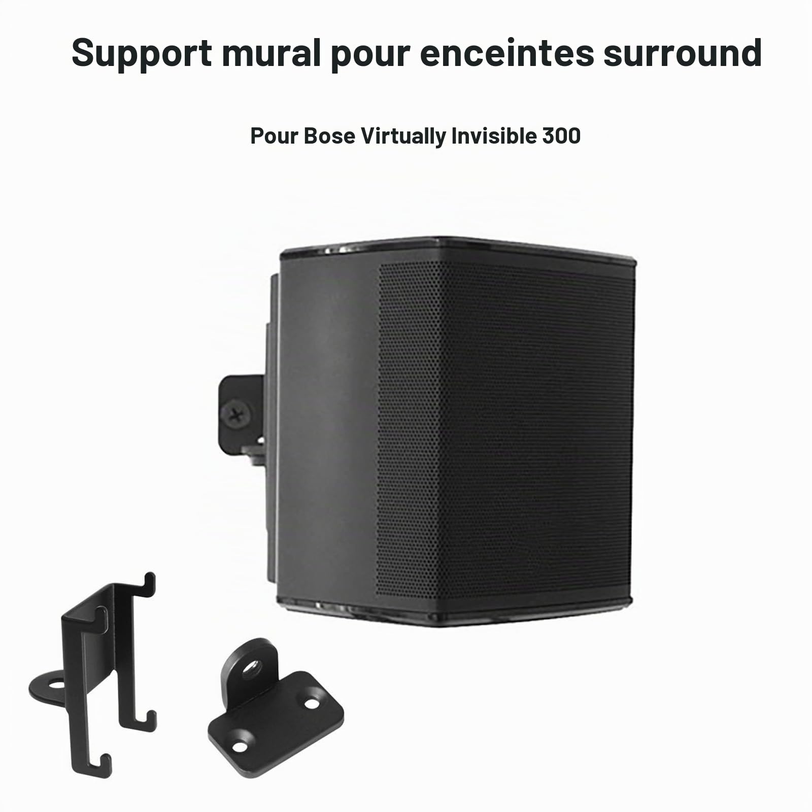 Lot de 2 supports muraux pour haut-parleurs surround sans fil Bose Virtually Invisible 300, noir
