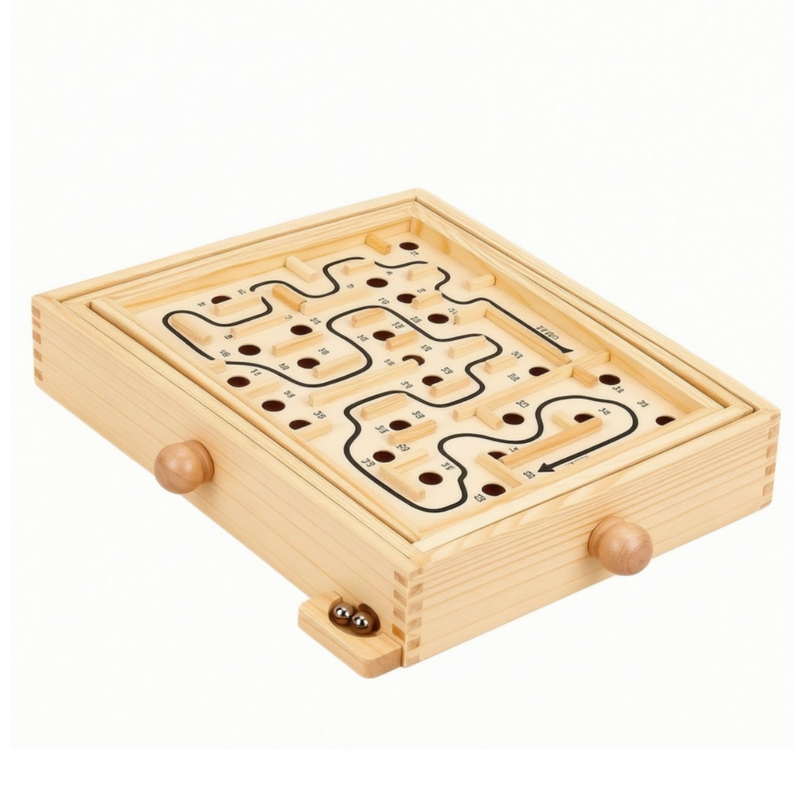 Percorso Palline di Metallo Tattile Gioco Percorso con Barriere in Legno retrò Gioco di Equilibrio in Legno per attività Tranquille, Stile A