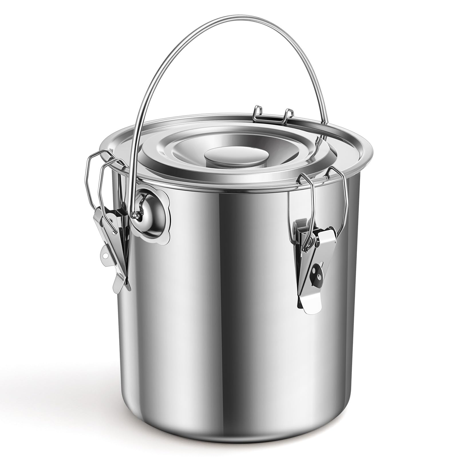 Photo 1 of 3 Gallon Stainless Steel Charcoal Saver ash Bucket with Grill and Lockable Lid, Fire Bucket for Collecting Hot Charcoal and Ashes, for Fireplaces, Fire Pits, Hearths, Indoors Outdoors