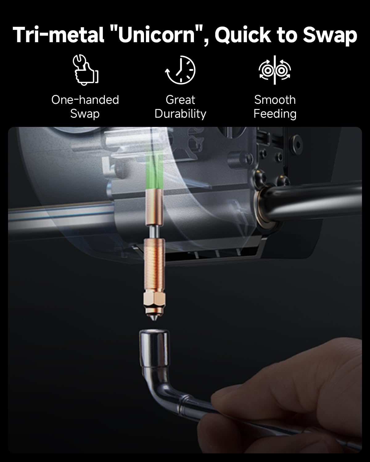 Creality Boquilla oficial K1C, Unicorn Quick-Swap de 0,4 mm, 0,6 mm, 0,8 mm, kit de 4 boquillas de aleación de cobre y acero endurecido para impresora 3D K1 SE, Ender 3 V3, Ender 3 V3 Plus