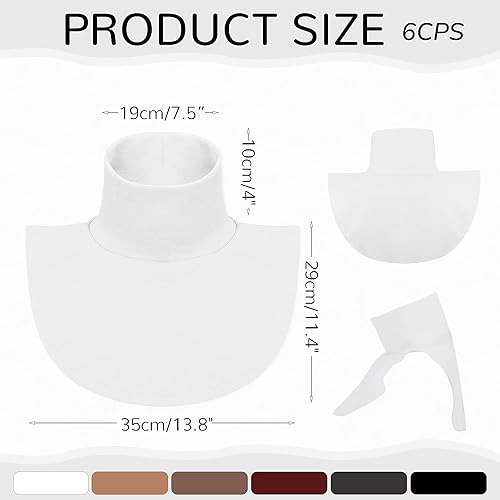 Miniatura 2 de SATINIOR 6 Pcs Women Fake Collar Detachable Dickey Collar Solid Turtleneck Mock Turtleneck Dickey Half Blouse Neckband