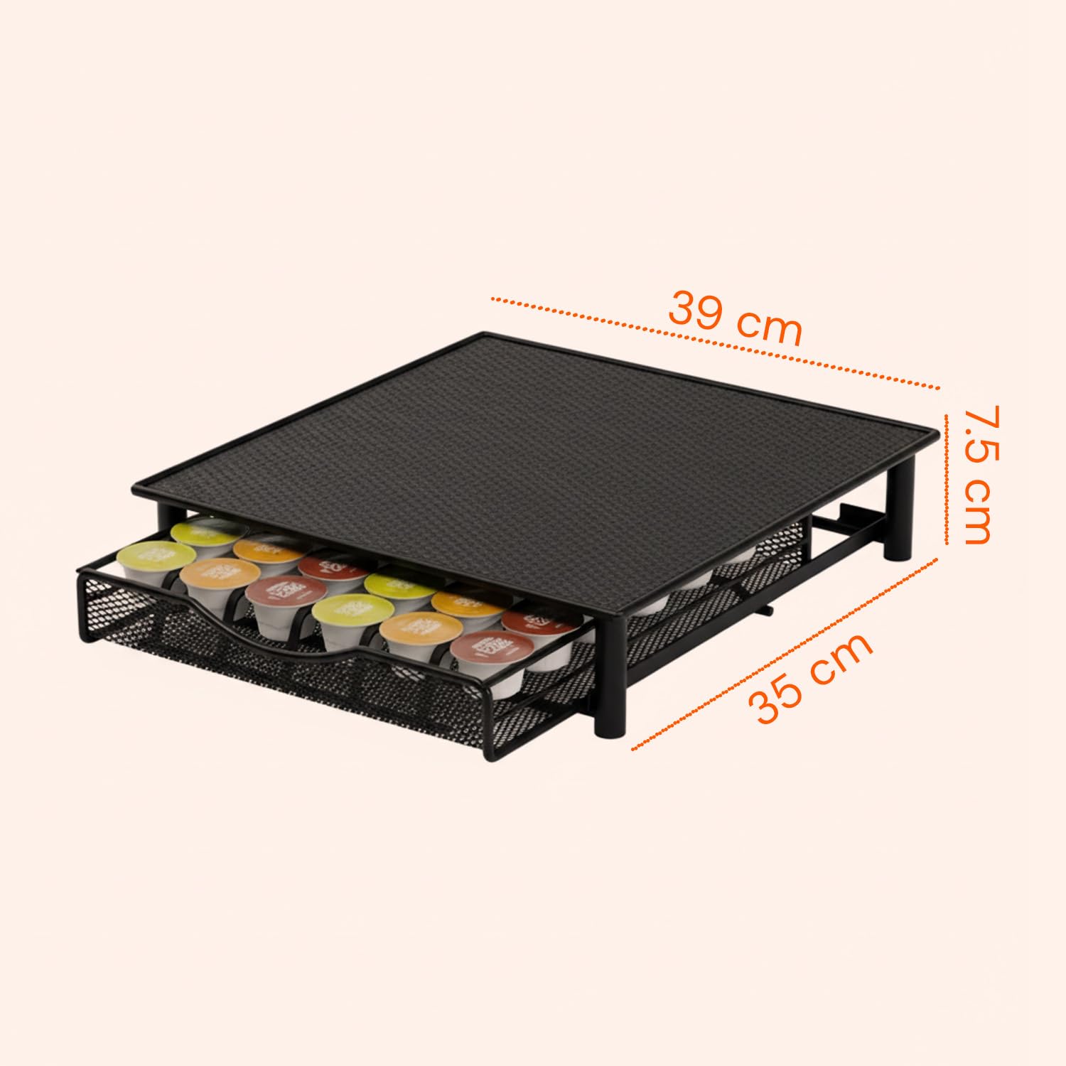 Avilia - Porta Capsule in Acciaio Inox 36 Posti con Cassetto Estraibile per Capsule Ø54 mm, Supporto Salvaspazio per Macchina da Caffè, Design Moderno per Cucina e Ufficio