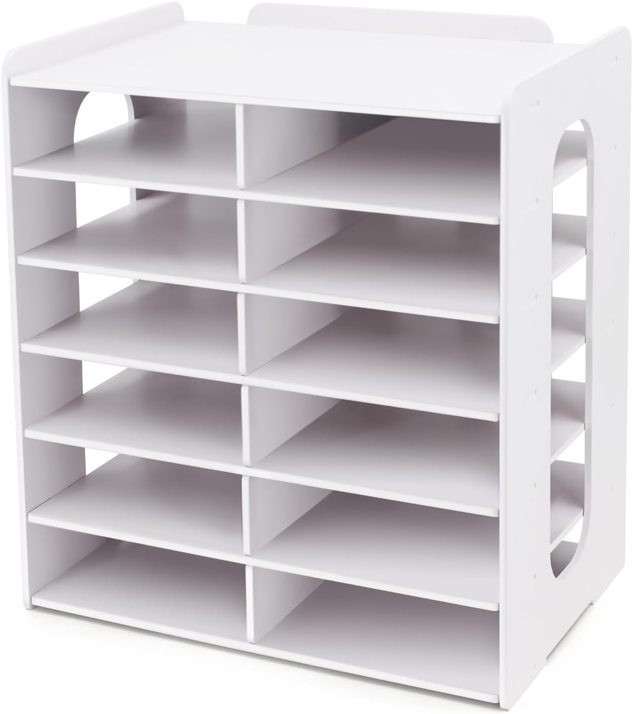 SONGWAY Desktop Mail Sorter Organizer - Small File Organizer for Desk, Desk Bills Storage, 12 Slots Ink Pad and Stamp Pad Storage Rack