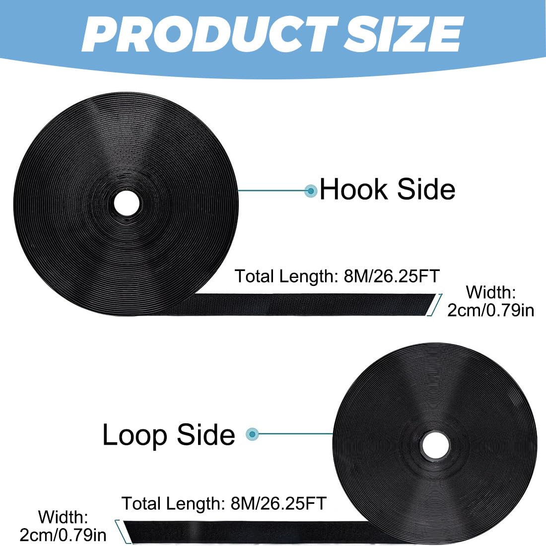 Nastro Autoadesivo A Gancio E Anello 8m X 20mm - Bianco, Per Casa E DIY