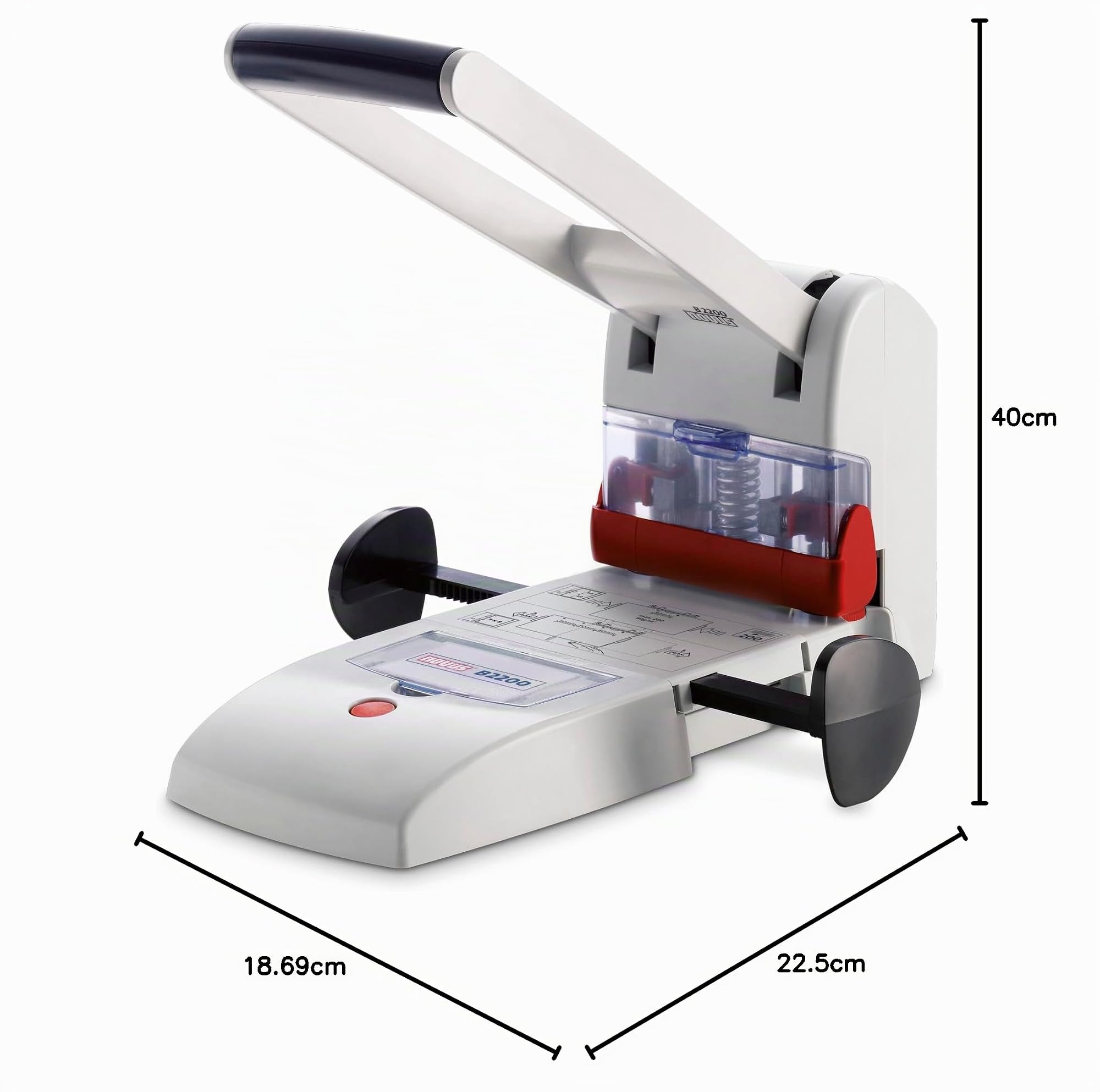 Novus B2200 - Perforadora de alto rendimiento (capacidad de perforación: 200 hojas), color gris claro