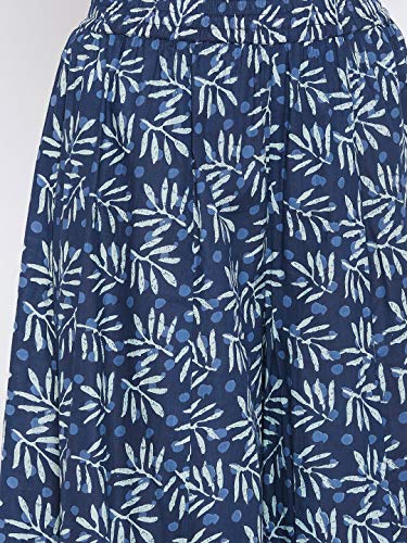 Image of PANIT Navy Blue Printed Cotton Palazzo