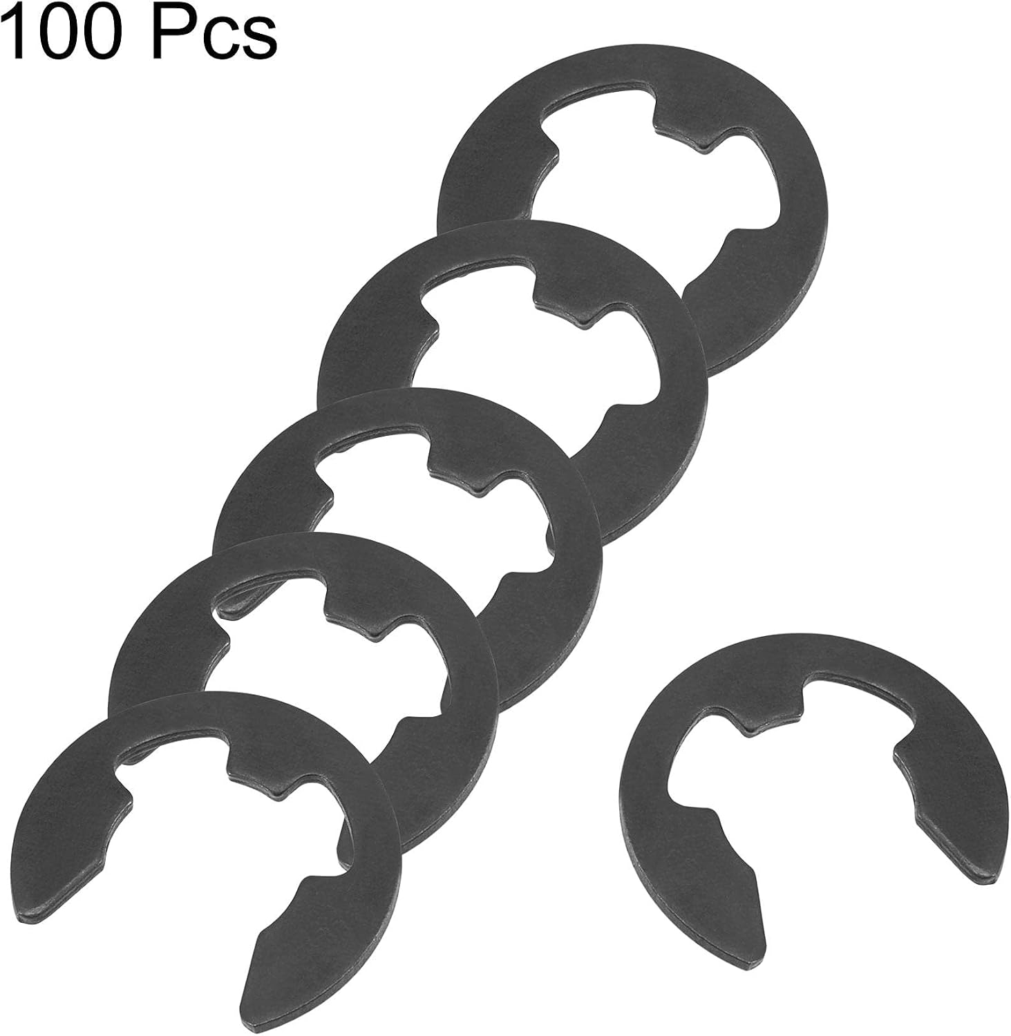 sourcing map E-Clip Circlip - 23.5mm External Retaining Shaft Snap Ring Carbon Steel Black 100pcs - Image 4