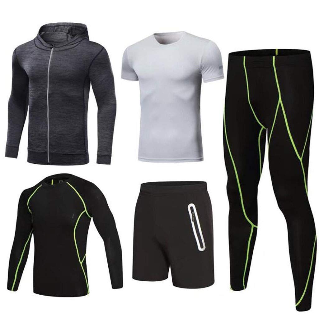 JSHFD Mens Fitness Gym Clothing Set,Sports Wear Exercise Clothes Men Activewear, for Workout Training Running (Color : B, Size : L)