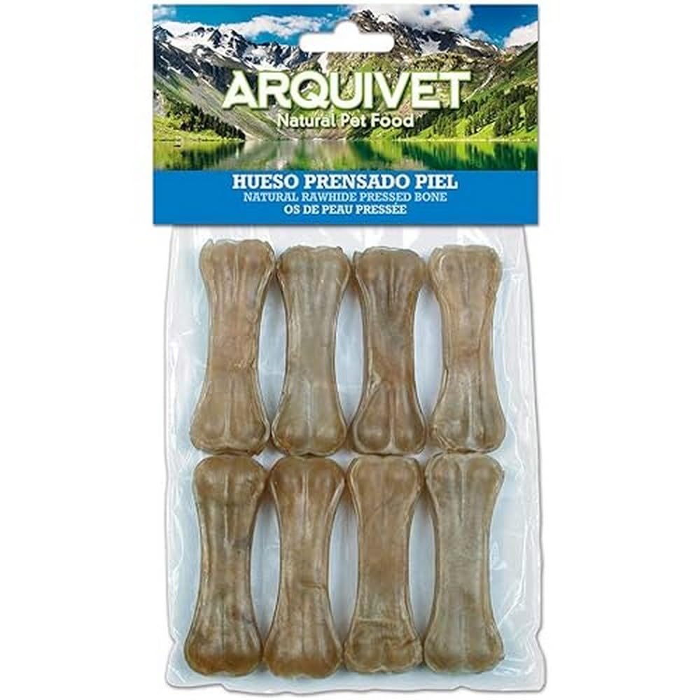 Arquivet, Huesito prensado Piel, Snacks Perros, 8 cm (Bolsa 8 uds,)