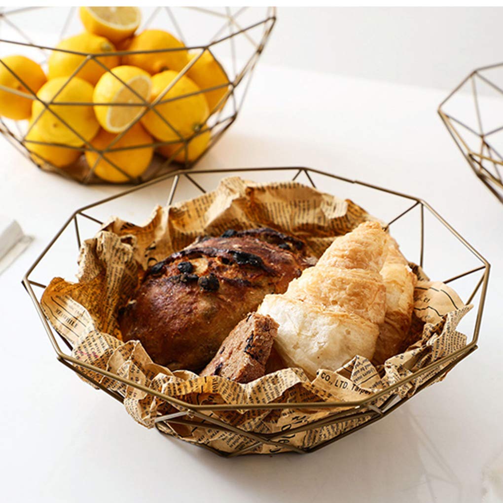 LINXIU Corbeille à Fruits Métal Doré – Support Comptoir Cuisine Décoratif – Grand Panier Fil Métallique Fruits Légumes