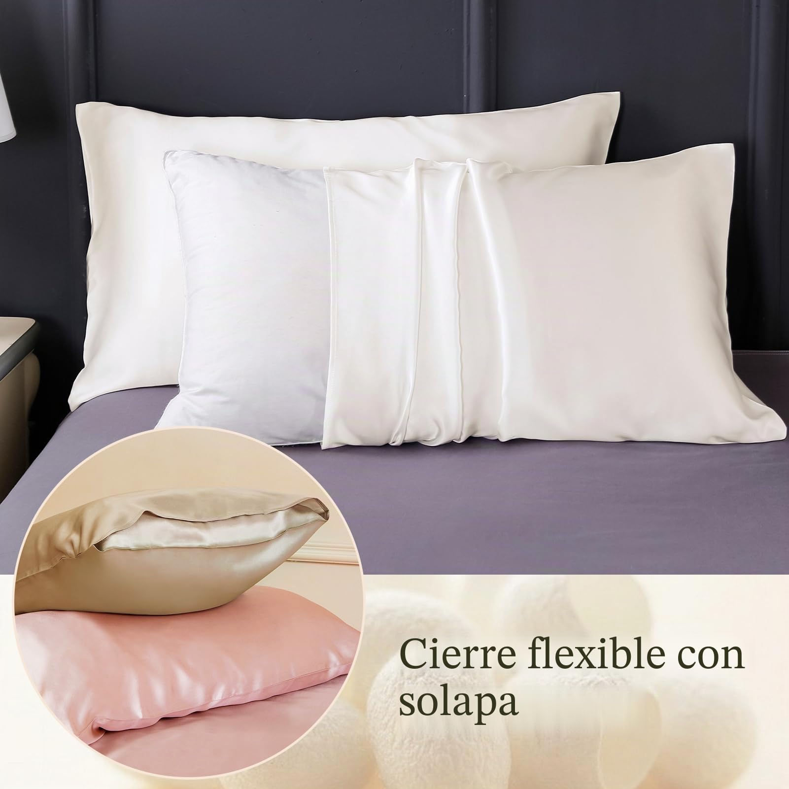 LILYSILK Funda de Almohada de 100% Seda de Mora Nartural 19 Momme 1 Unidad con Caja de Regalo - Con Tacto Muy Suave y Super Transpirabilidad - Prevención de la Caída de Cabello, 40x80cm Color Marfil