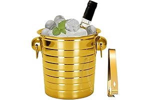 3L Gold Stainless Steel Ice Bucket with Tongs