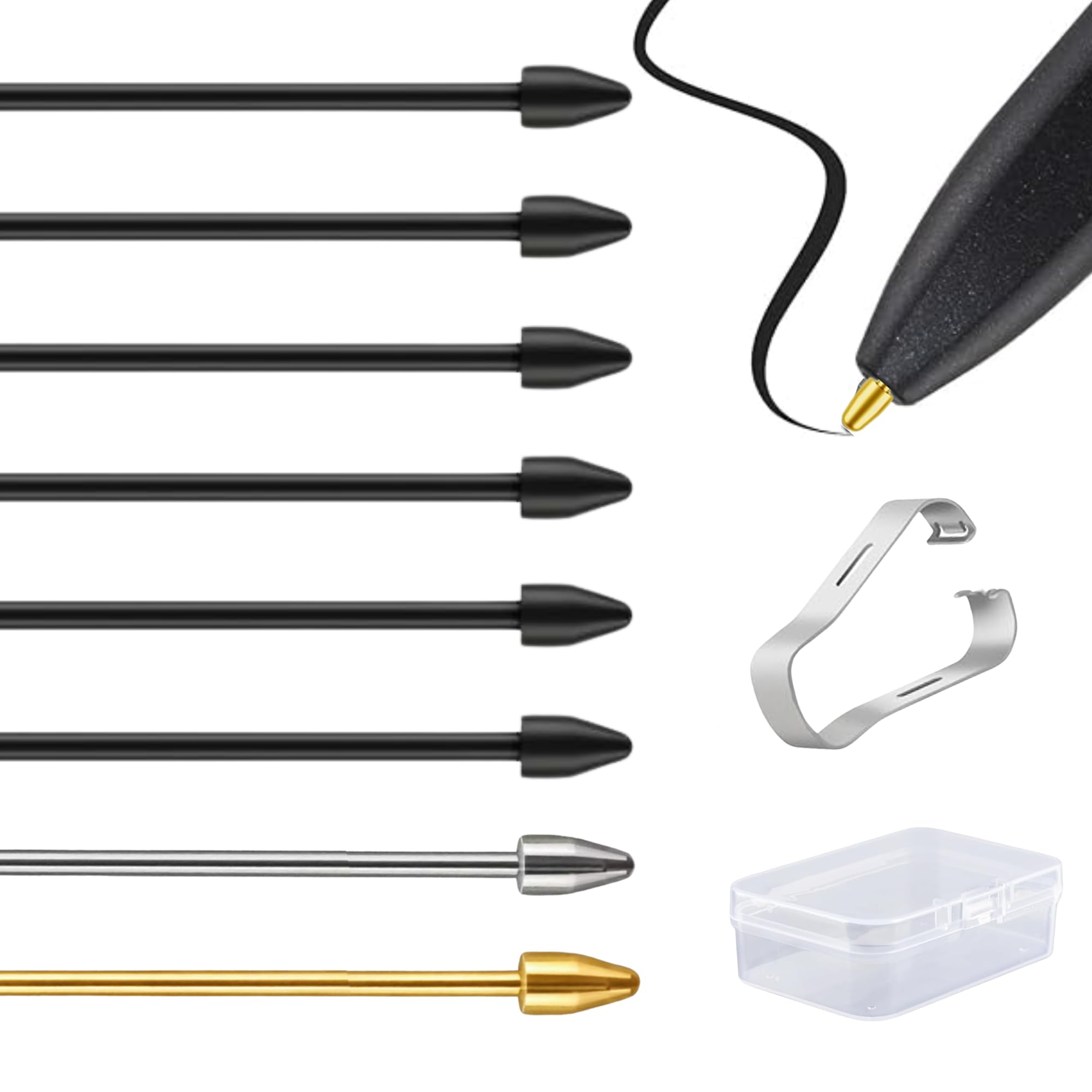 Rumbalton Replacement Metal & Felt Tips/Nibs for Galaxy Tab S10+/S10 Ultra/S9/S9FE+/S9 Ultra/S8+/S8 Ultra/S7/S7 FE/S6/S6 Lite/S22/S23/S24 Ultra S Pen Nibs + Clip (2+4pcs Set)