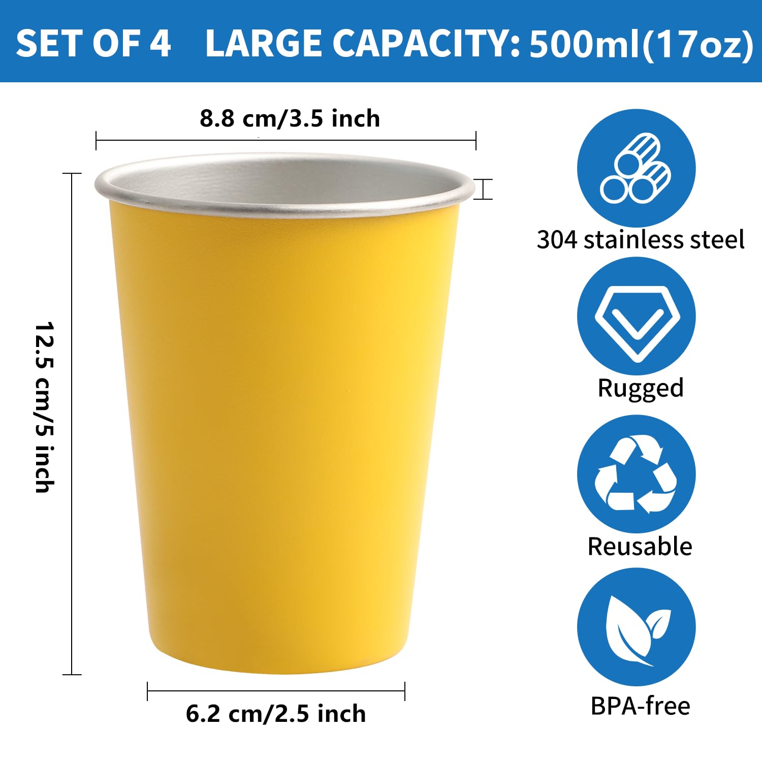 LAIJIANG Stainless Steel Cups for Kids 350ml Metal Drinking Cup Camping Cups Pint Cups Travel Tumblers for Boys And Girls Reusable - Image 2