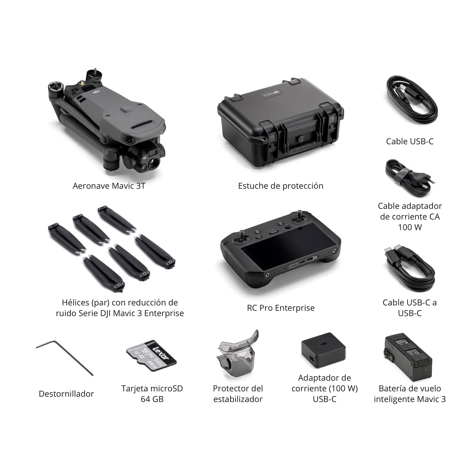 DJI Mavic 3T Worry-Free Basic Combo - dron z kamerą termowizyjną 640 × 512, szerokokątny aparat CMOS 1/2", 56-krotny zoom hybrydowy, czas lotu 39 min, pozycjonowanie z dokładnością do centymetra, C2