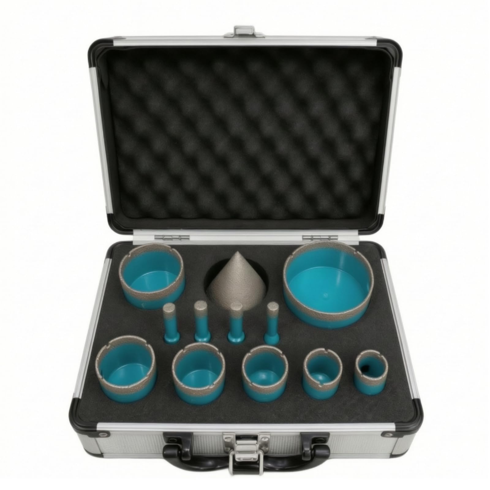 Colección 11 Piezas Brocas para Cerámica con Recubrimiento Diamante y Cuerpo Acero con Estuche Protector con Acuado para Mármol y Vidrio