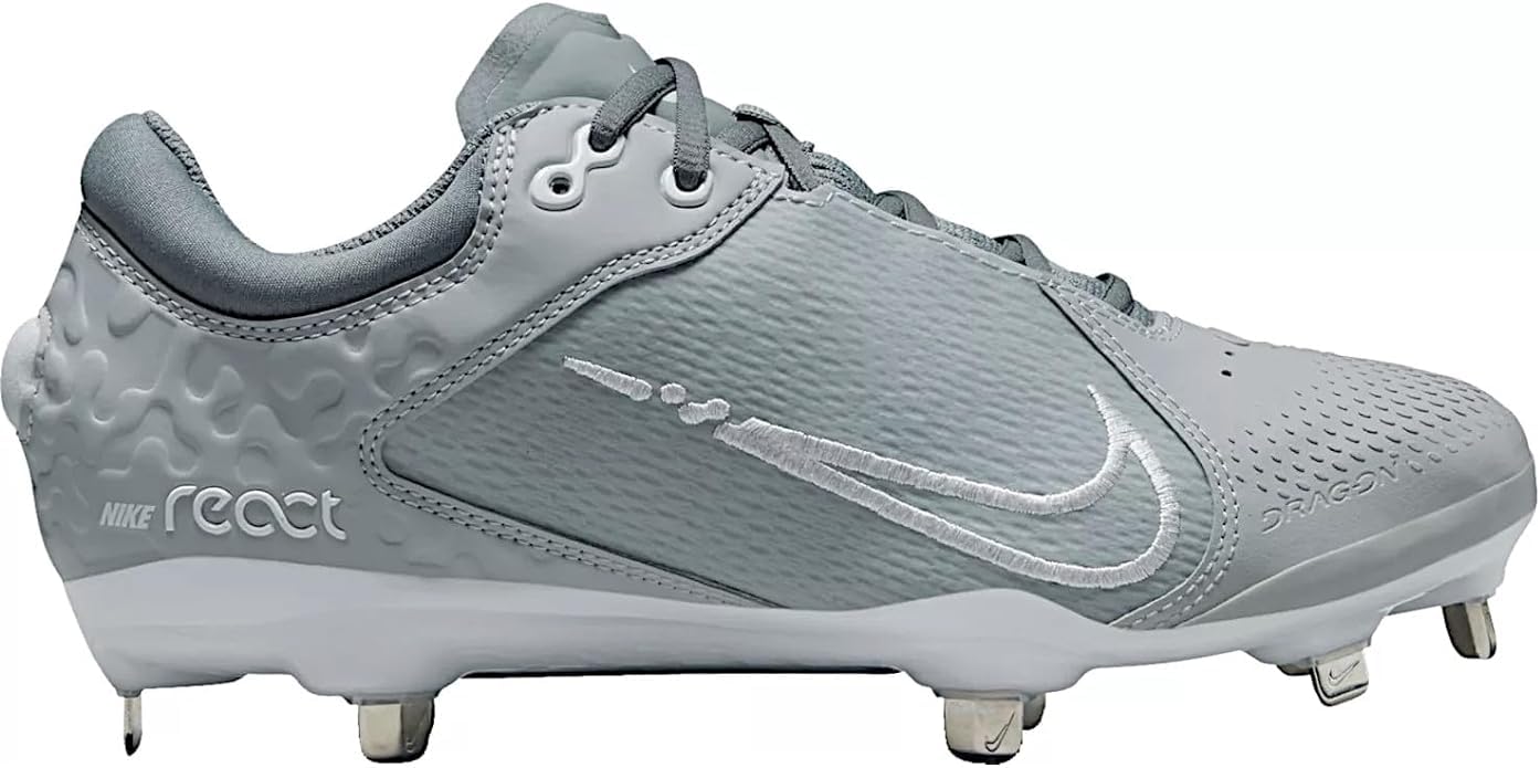 Nike Women's Hyperdiamond 4 Elite Softball Cleats (8, Wolf Grey/Cool Grey/Pure Platinum/White)