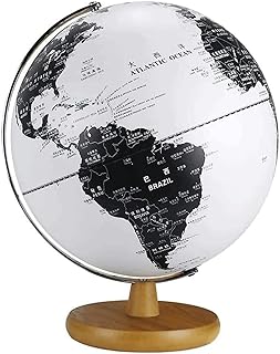 Illuminated Globe Built in LED, Earth Globe with Wooden Stand, World Globe for Education Home Office Desk Bookshelf Decor