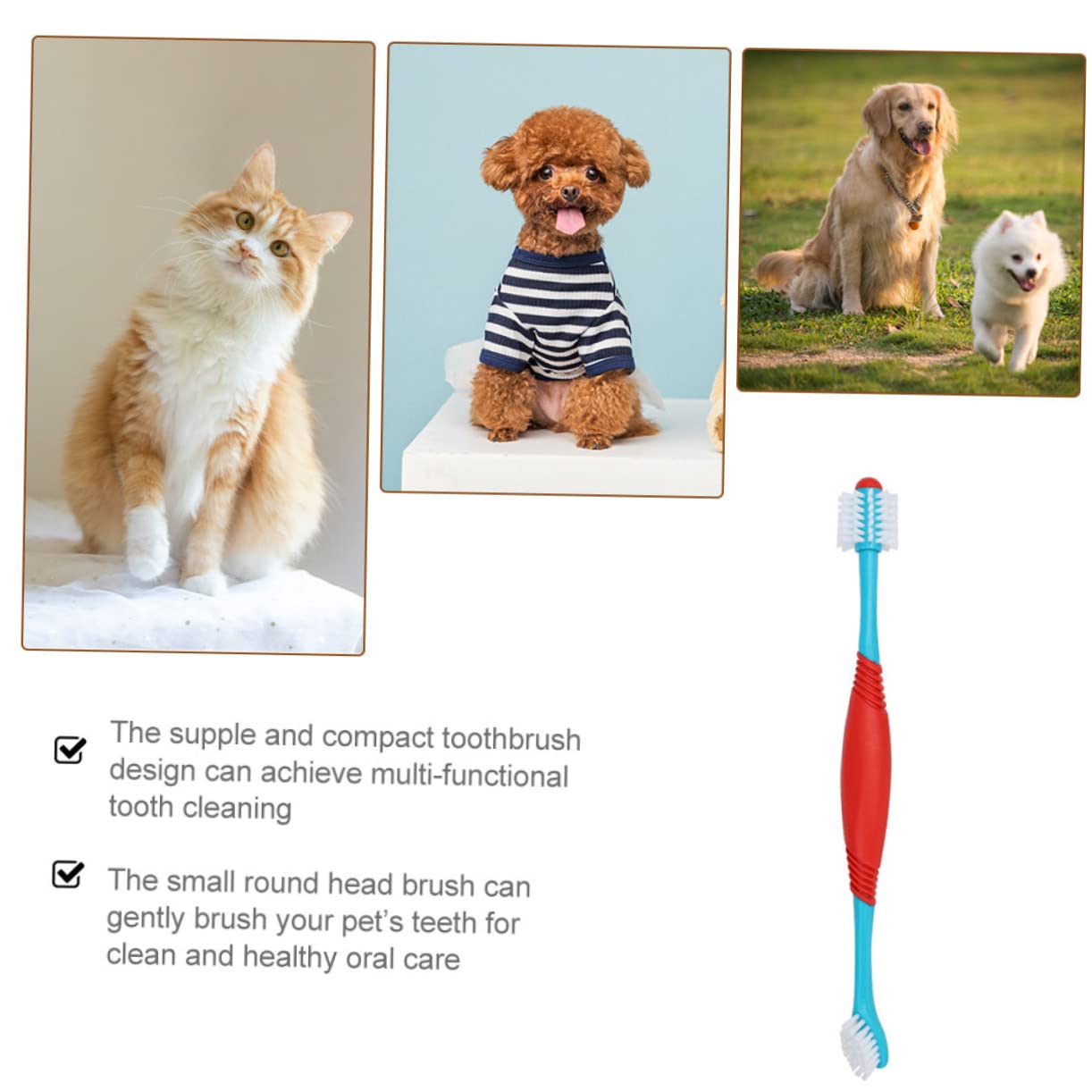 Mipcase 12pièces Brosses à Dents Pour Animaux De Compagnie De Brossage Pratique Nettoyage Buccal Pour Chiens Et Chats Design à Double Extrémité Tête Petite Pour Accès Facile