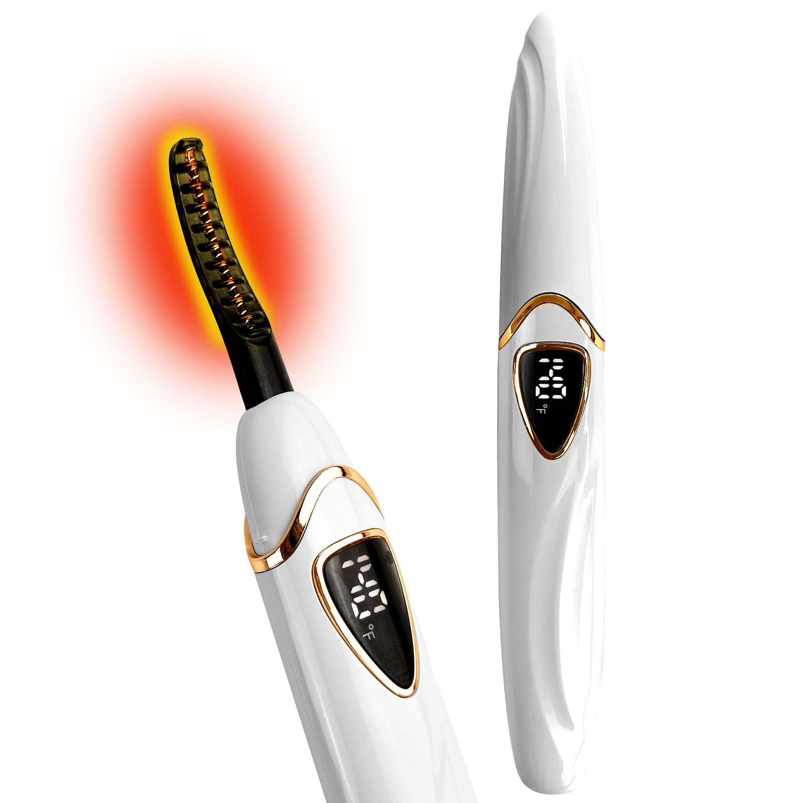 Tehoi S600 Beheizte Wimpernzange – Genaue Temperatursteuerung, intelligente automatische Abschaltung für natürliches Make-up und langanhaltende Locken (Black+Gold)