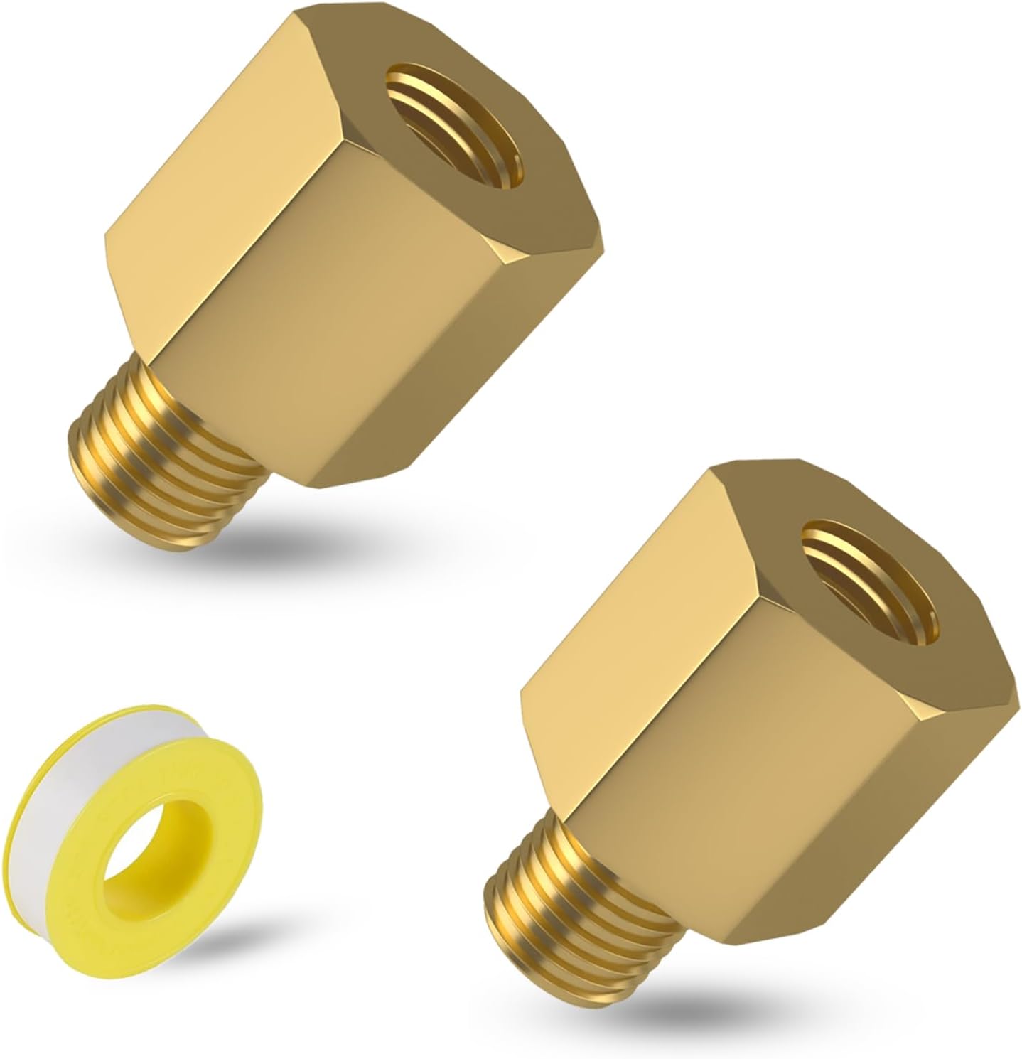 1 Inch Male x 1'' Female NPT Brass Pipe Fitting Reducer Adapters, Water Line Adapter, Stop Valve Adapter, Brass Pipe Extension Connectors for Kitchen Bathroom, 2PCS (1" Male x 1" Female)