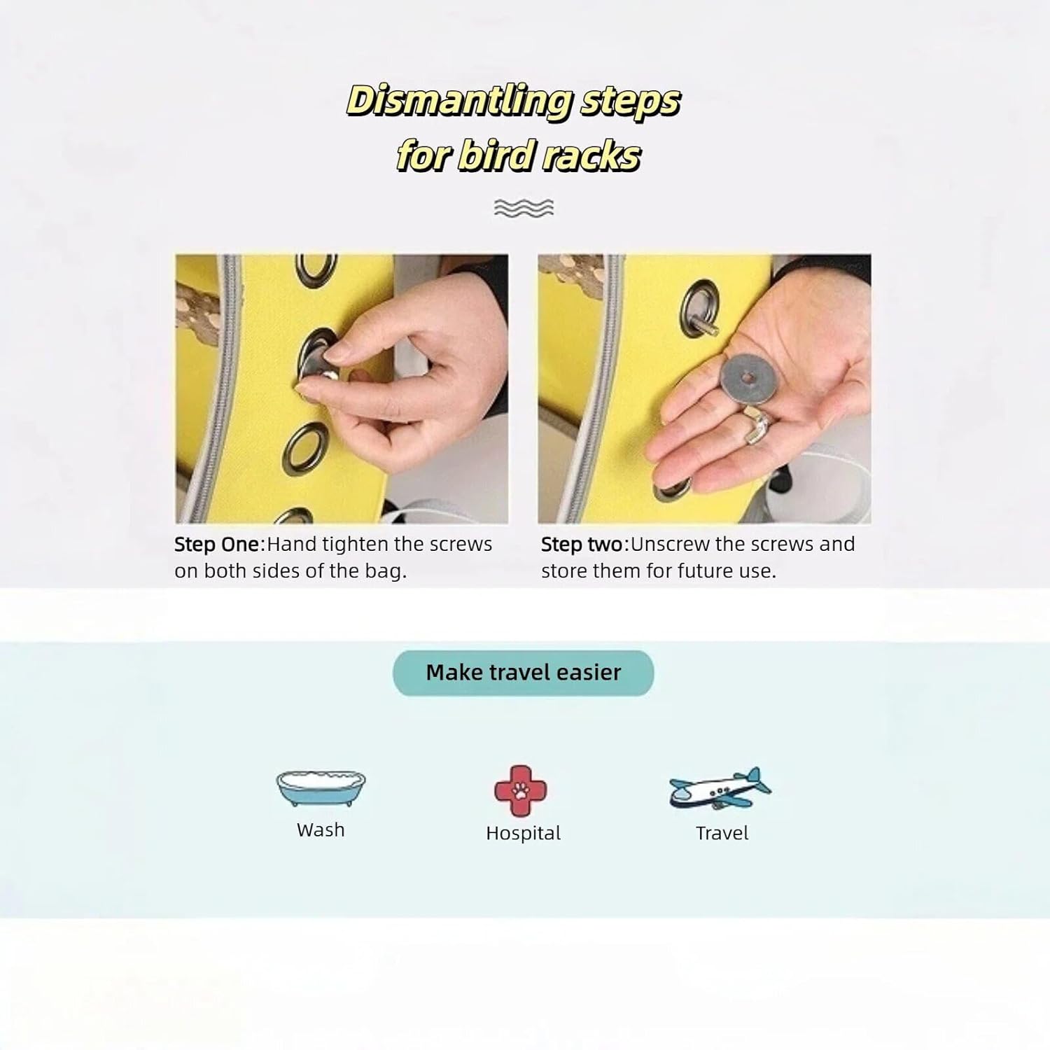 Bird Backpack, Lightweight and Breathable Outdoor Travel Backpack with 12 Breathable Holes, Wooden Pole, Adjustable Shoulder Strap for Birds and Pets (Deep Blue)