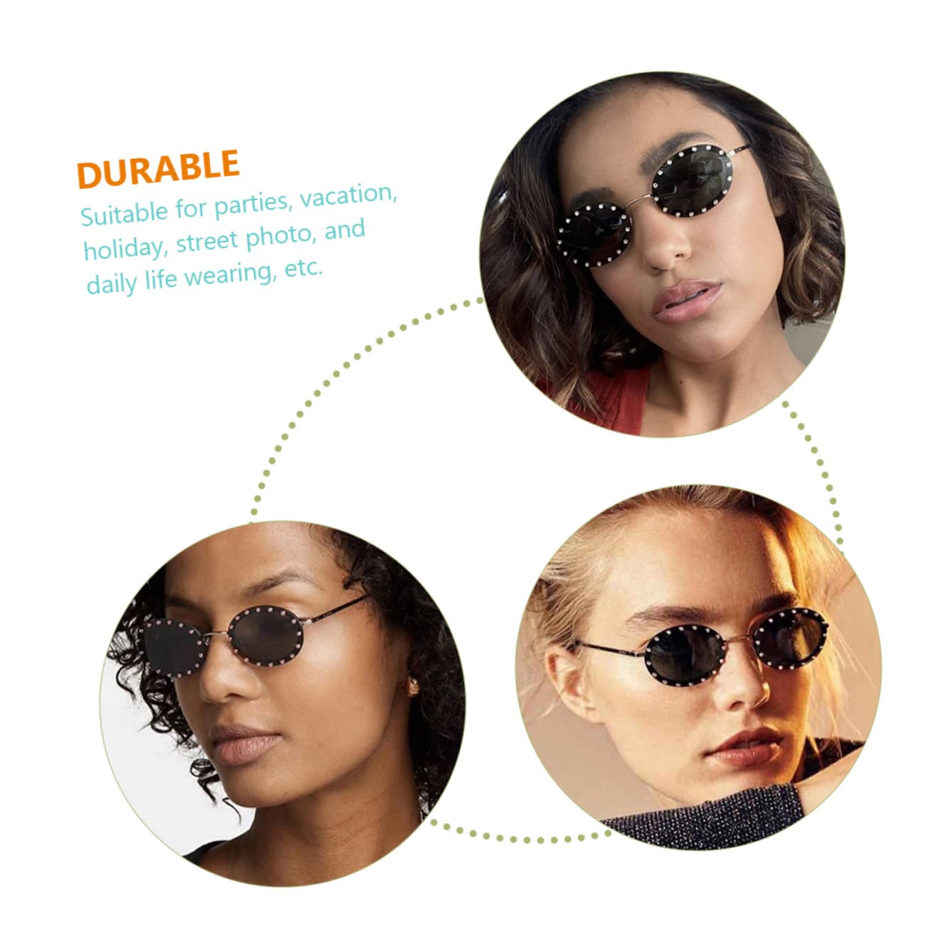 GALPADA 4pezzi Occhiali Sole Retro Ovali Con Strass Per Donne Stile Vintage Per Spiaggia e Occasioni Speciali Montatura Leggera e Alla Moda Con Lenti Grigie