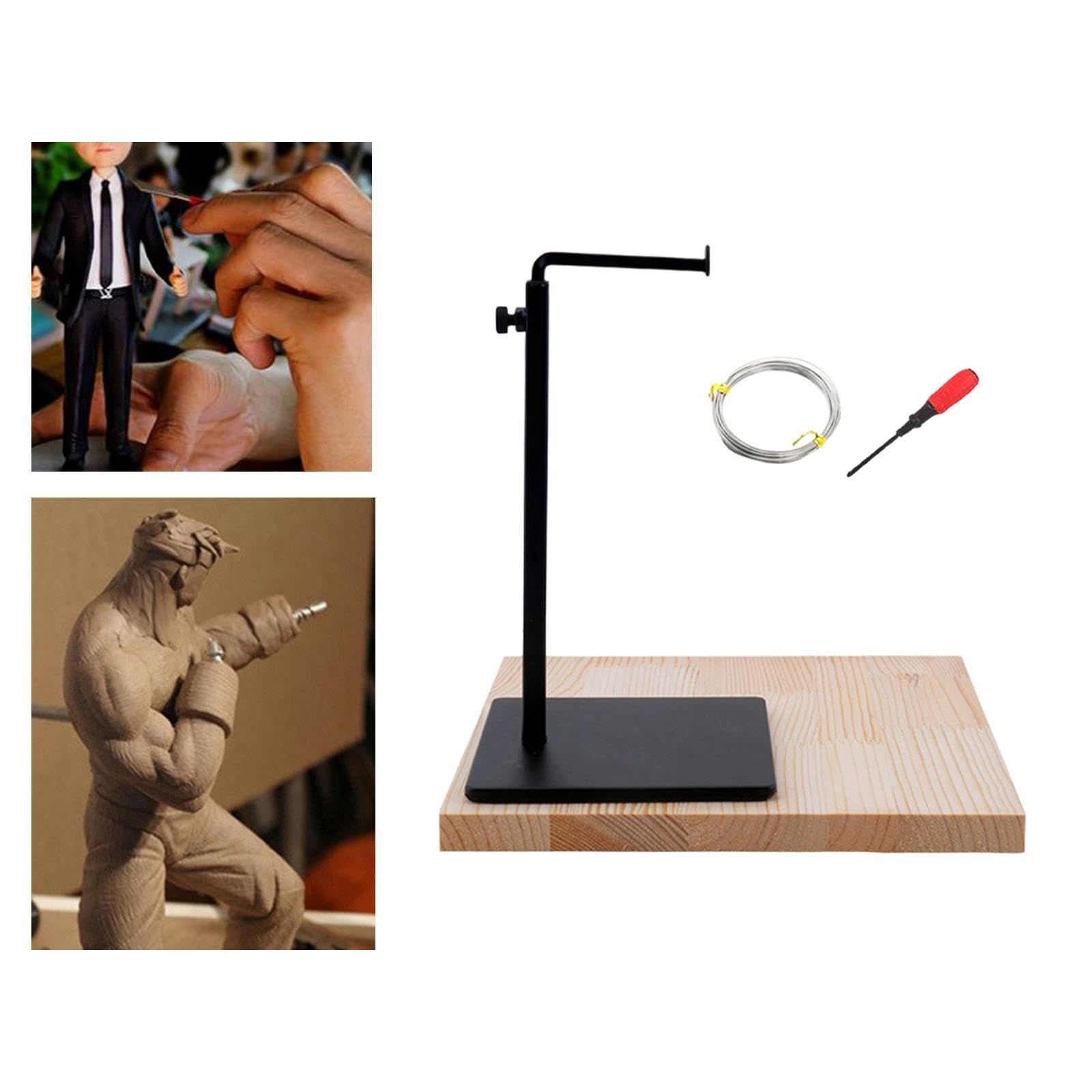 Harilla Soporte para esculturas de Arcilla, Estructura de Soporte para Modelado de Arcilla, Altura Ajustable, fácil de Usar, para Marionetas de Escultura de, con Tablero de Madera