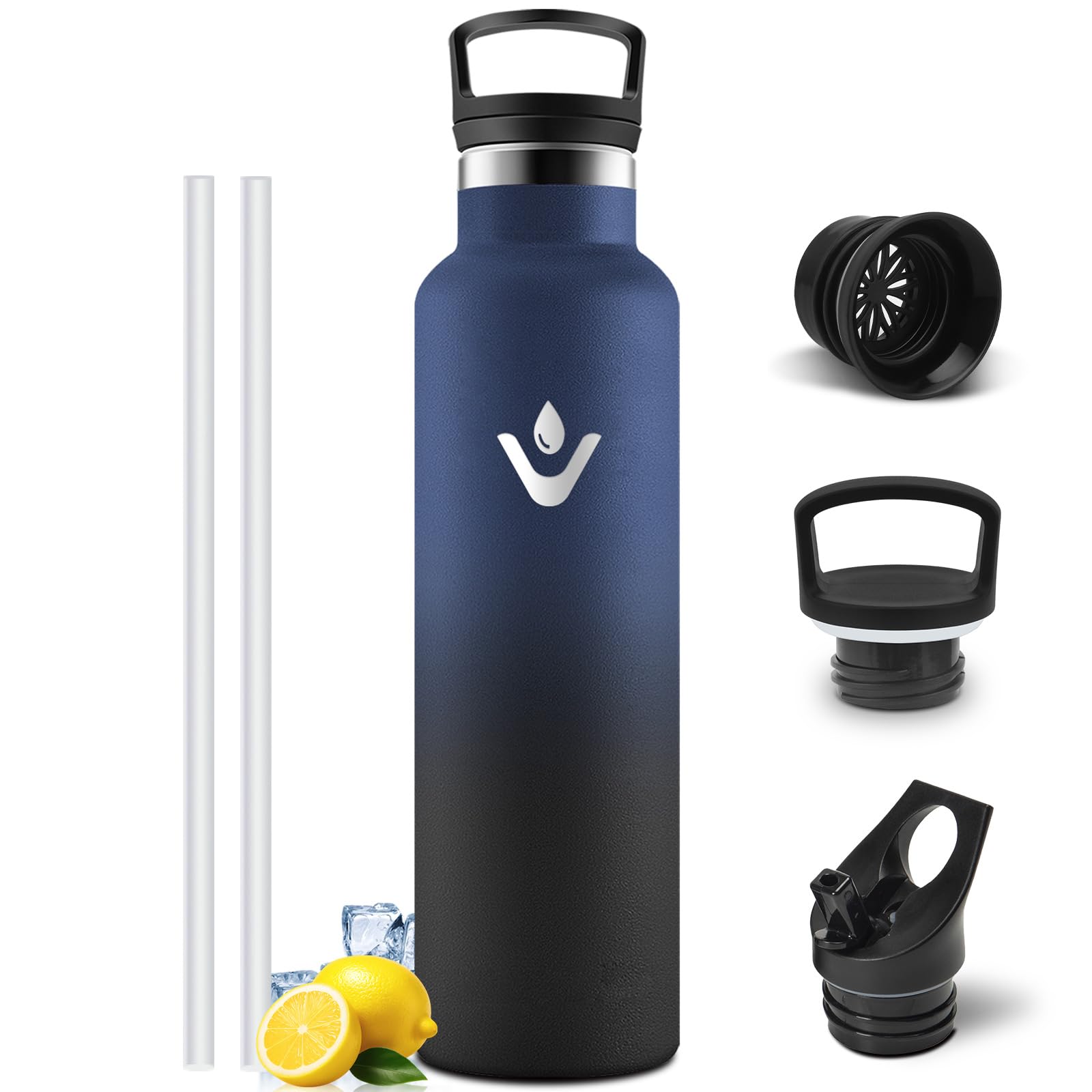 Mulbijeo Thermos Flask, BPA-Free, 1 Litre, Stainless Steel, Leak-Proof Insulated Flask, Double-Walled, Water Bottle, Thermos Flask with Straw, Water Bottle, Carbonated Drinks, Suitable for School