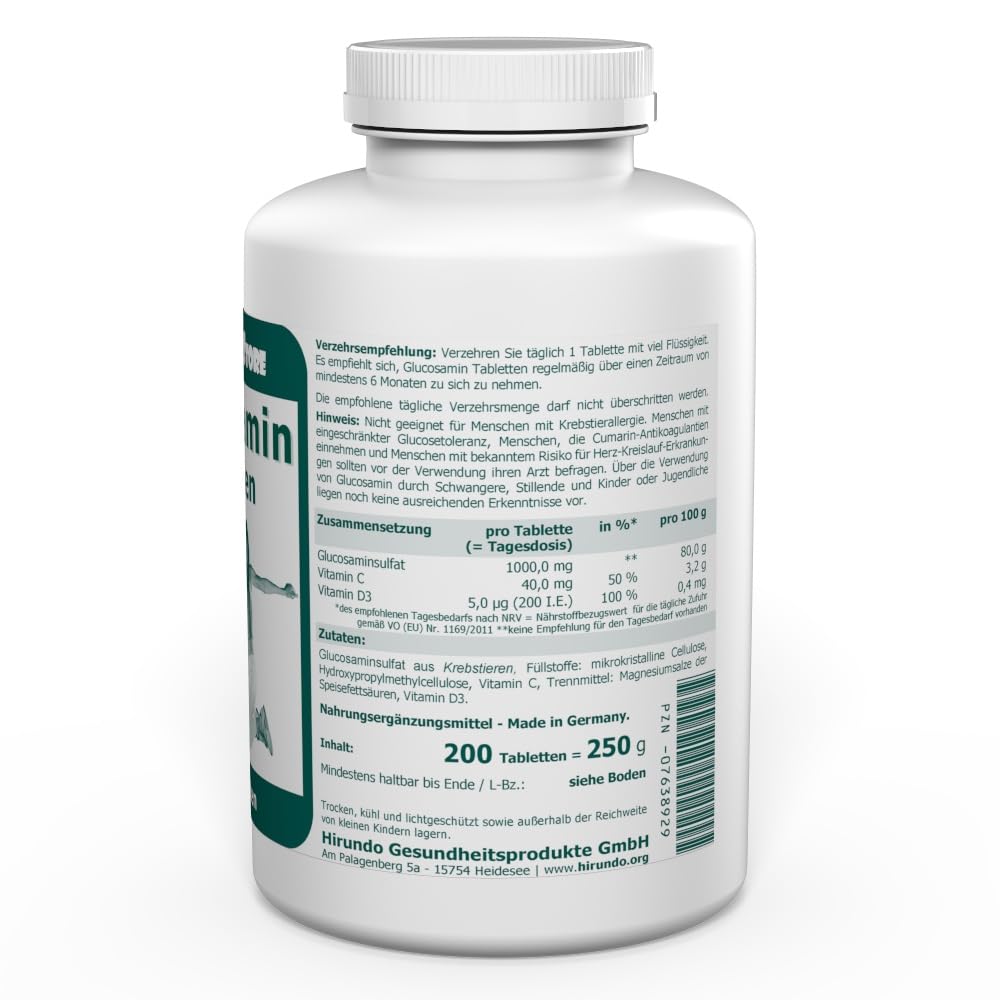 Glucosamin 1000 mg pro Tablette - 200 Stk. - 6-7 Monatsvorrat
