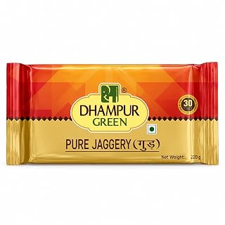 Dhampurgreen Jaggery Gur, 220g | Gud From Sugarcane | Chemical Free Jaggery Block | Kohlapuri Gur