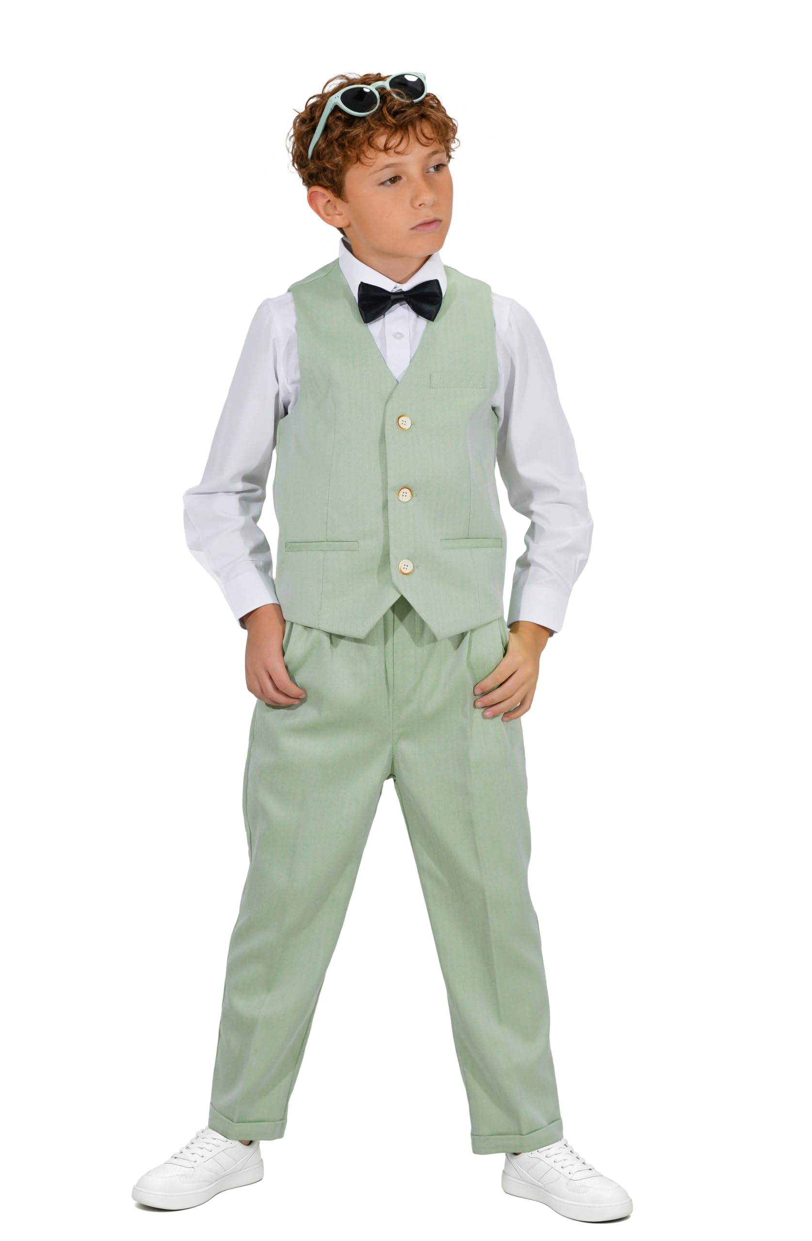 LOLANTA Costume de Cérémonie 4 pièces pour Garçon, Ensemble de Gilets, Vêtements d'occasion pour Les fêtes d'anniversaire et de Mariage des Enfants 2-13 Ans
