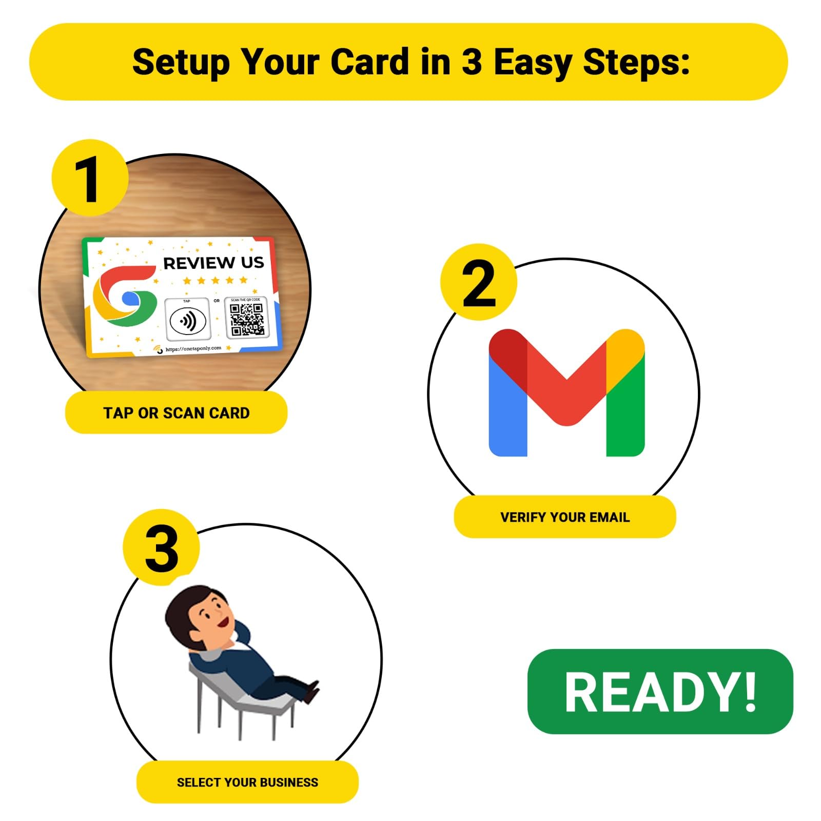 One Tap Only 2 Pack NFC Review Card with QR Code | Contactless Tap to Get Customer Feedback | Reusable Smart Business Review Cards for Shops, Cafes, Salons, Restaurants to Grow Ratings & Boost Sales - Image 4