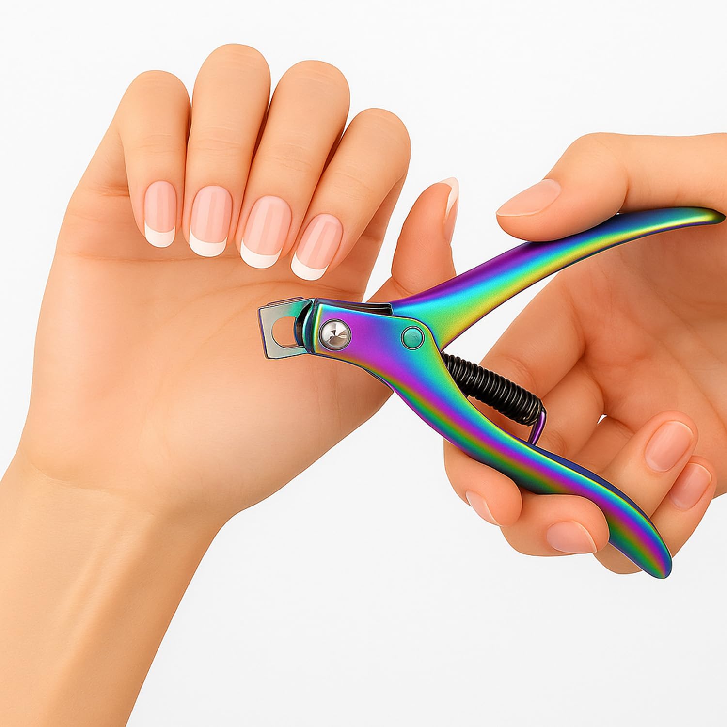 Multi-Purpose Acrylic Nail Tip Clippers - Color Titanium Finish Cutters with Comfort Grip Design