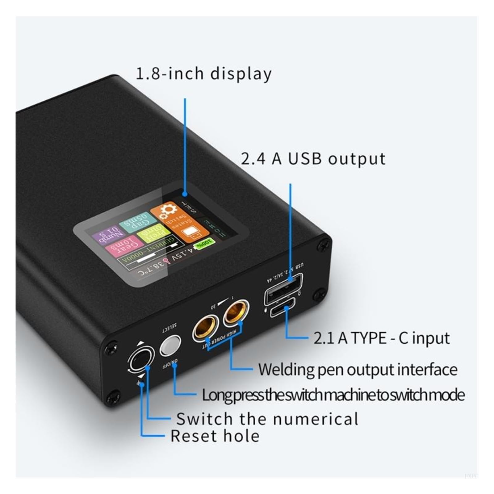 Portable Spot Welder with 1.8" LCD Screen, 30 Gears 18650 Battery DIY Kit,Precyzyjna kontrola
