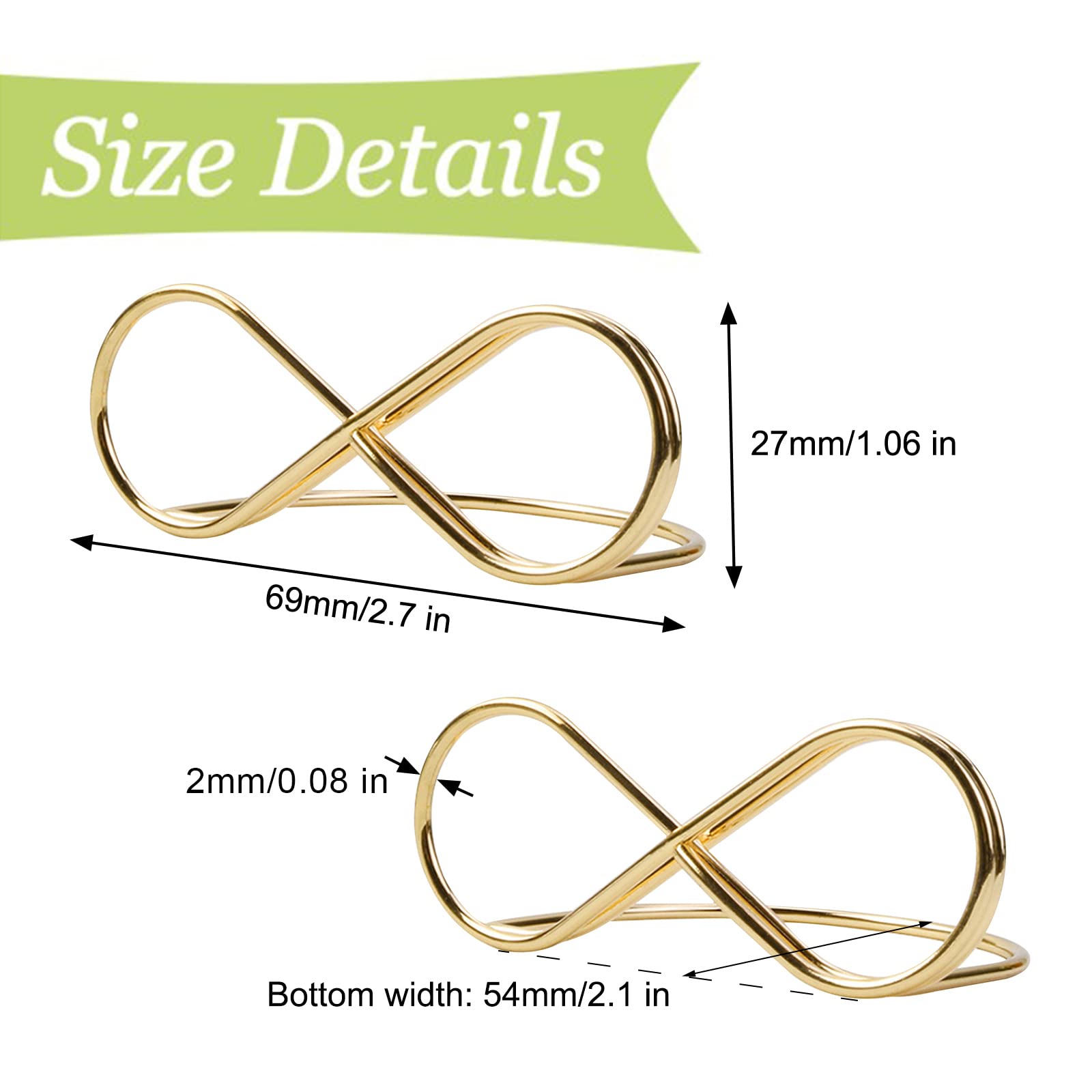 UFURMATE Pictures Stand Clips, 12Pcs Metal Table Card Holders Unique Gold Place Cards Clip Sturdy Photo Picture Cards Display Stand for Party, Wedding, Meeting (Gold Figure 8)