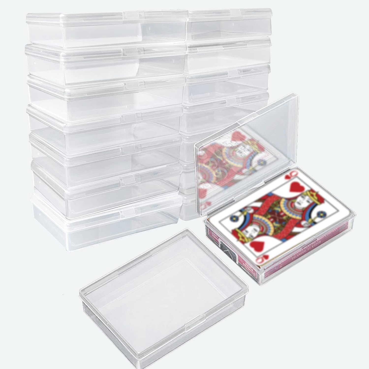 4Pcs Playing Card Deck Cases,Blank Playing Card Case Clear Card Deck Box Snaps Closed, Empty Plastic Storage Box Card Holder Organizer for Bank Card, Business Card (Clear)
