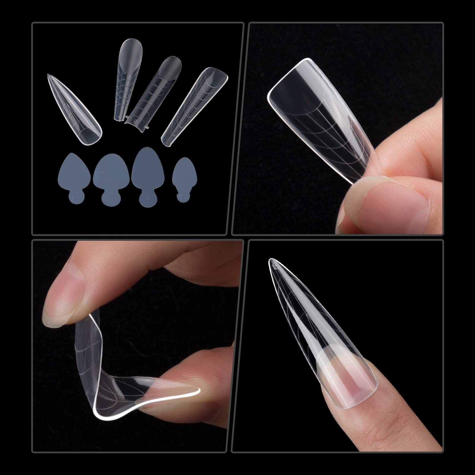 NMKL38 288PCS Dual Nail Form with French Silicone Sticker Reusable Dual System Mold Kit for Nail French Line Guides Manicure Tool